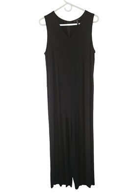 Eileen Fisher Black Viscose Jersey Wide Leg Jumpsuit Jumper