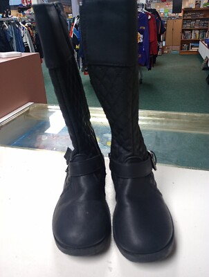Mudd Tall Boots Faux Leather Black Girls Size 12