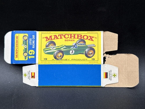 Vintage Matchbox #19 LOTUS RACING CAR EMPTY CLEAN Box ORIGINAL free shipping