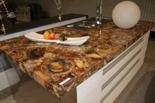 Losa de mostrador de comedor de piedra petrificada, decoración de losa de encimera de tocador de cocina