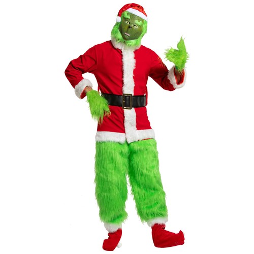 Adults The Grinch Costume Xmas Party Cosplay Christmas Santa Fancy Dress Outfits - Picture 7 of 20