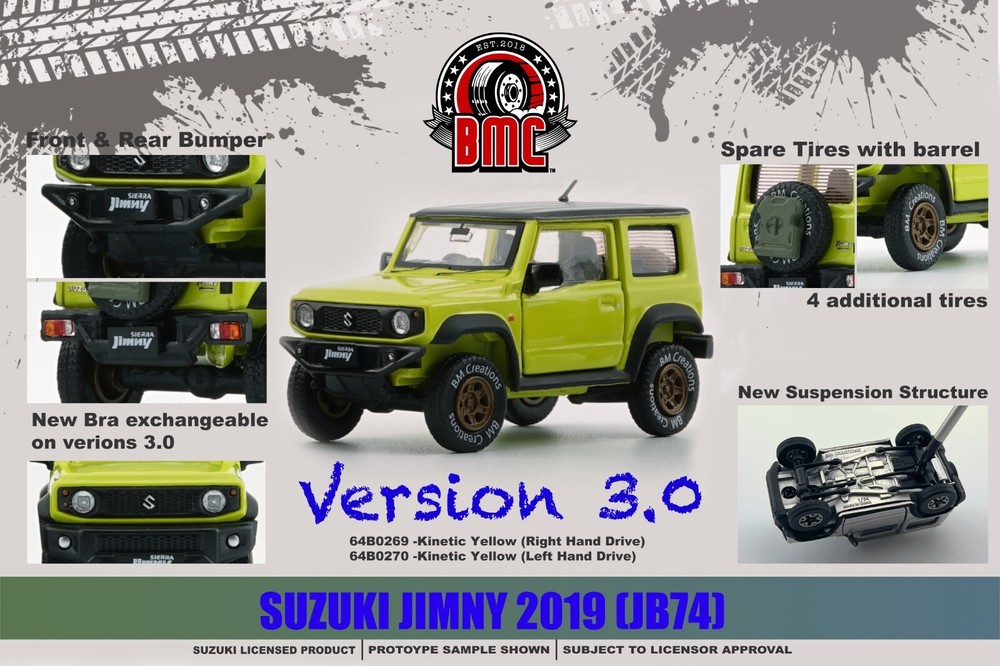 Suzuki Jimny JB74 Kinetic Yellow with Black Top - New BM Creations Parts