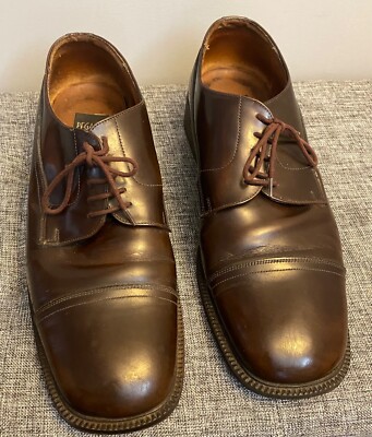 VERO CUOIO Shoes Mens Brown Leather Oxfords Dress Lace Up Sz. 12 MADE Italy