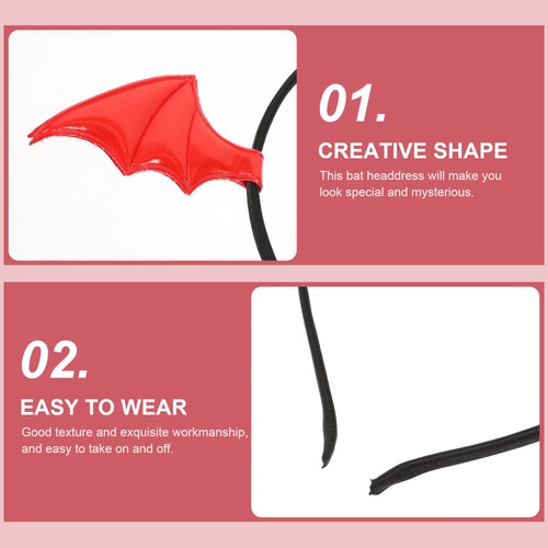  Dragon Ears Headband Red Bat Hair Clip Halloween Themed Accessories - Picture 6 of 12