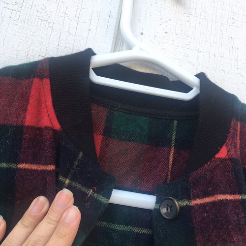 Women Buffalo Plaid Hooded Field Jacket Wool Red Black Coat Size M Fit For XL - Picture 4 of 9