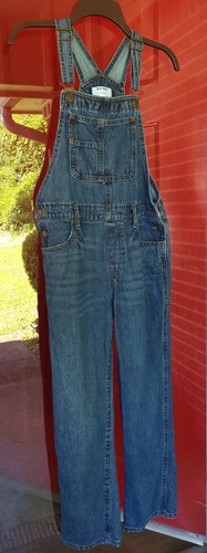 Old Navy Denim Bib Overalls Girls 10-12 PLUS Blue Cotton Adj Straps Distressed - Picture 2 of 9
