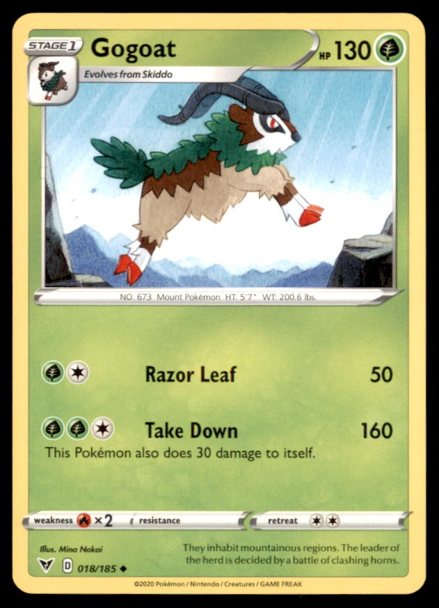 Pokemon Gogoat 18/185 Vivid Voltage Non-Holo 4 Card Lot