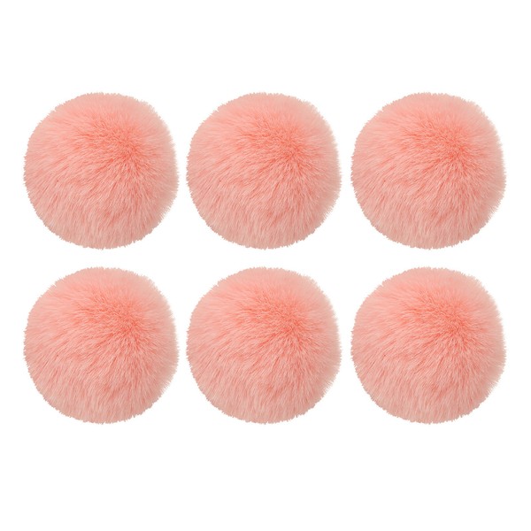 Kunstpelz-Pompons FüR HüTe, 6 StüCk Flauschige Weiche Pelz-Pompons, Hellrosa-image