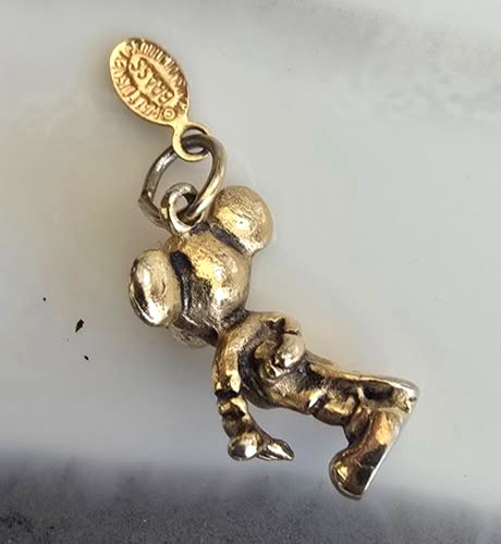 MICKEY MOUSE DISNEY Brass Charm Pendant VINTAGE Small ¾" - Estate sale item