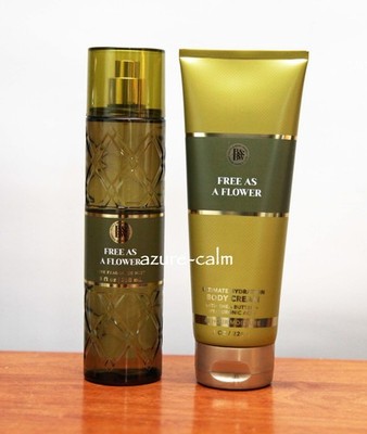 Bath Body Works FREE AS A FLOWER 8 ozs Body Cream & Fragrance Mist 2PC Set