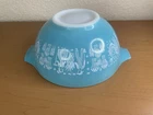 Vtg Pyrex Amish Butterprint 442 1.5 Qt Cinderella Mixing Bowl Turquoise & White