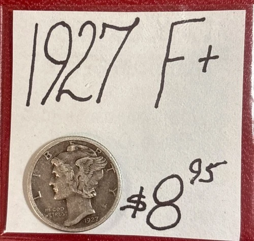 1927 Mercury Silver Dime (F+) Fine+ Condition! ENN Coin