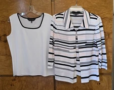 MING WANG ~ WOMENS KNIT 2 PC. CARDIGAN SWEATER SET ~ MEDIUM 
