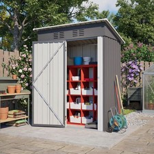 Geräteschuppen Gerätehaus Metall Fundament Pultdach Lagerschuppen 1m³ Grau