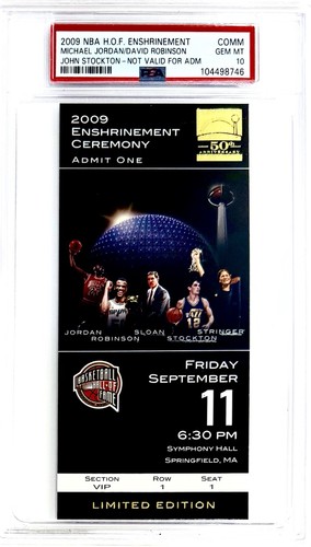 2009 Michael Jordan HOF Hall Of Fame PSA 10 Pristine Full Ticket Gold 50th Comm