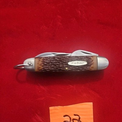 Vintage KA-BAR Scout Bone Handle Multi-Tool Pocketknife 4 Blades Original