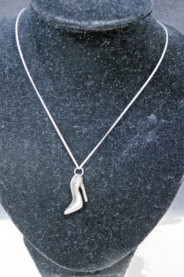 Sterling Silver Mistress Dominatrix High Heel Charm Shoe & Necklace