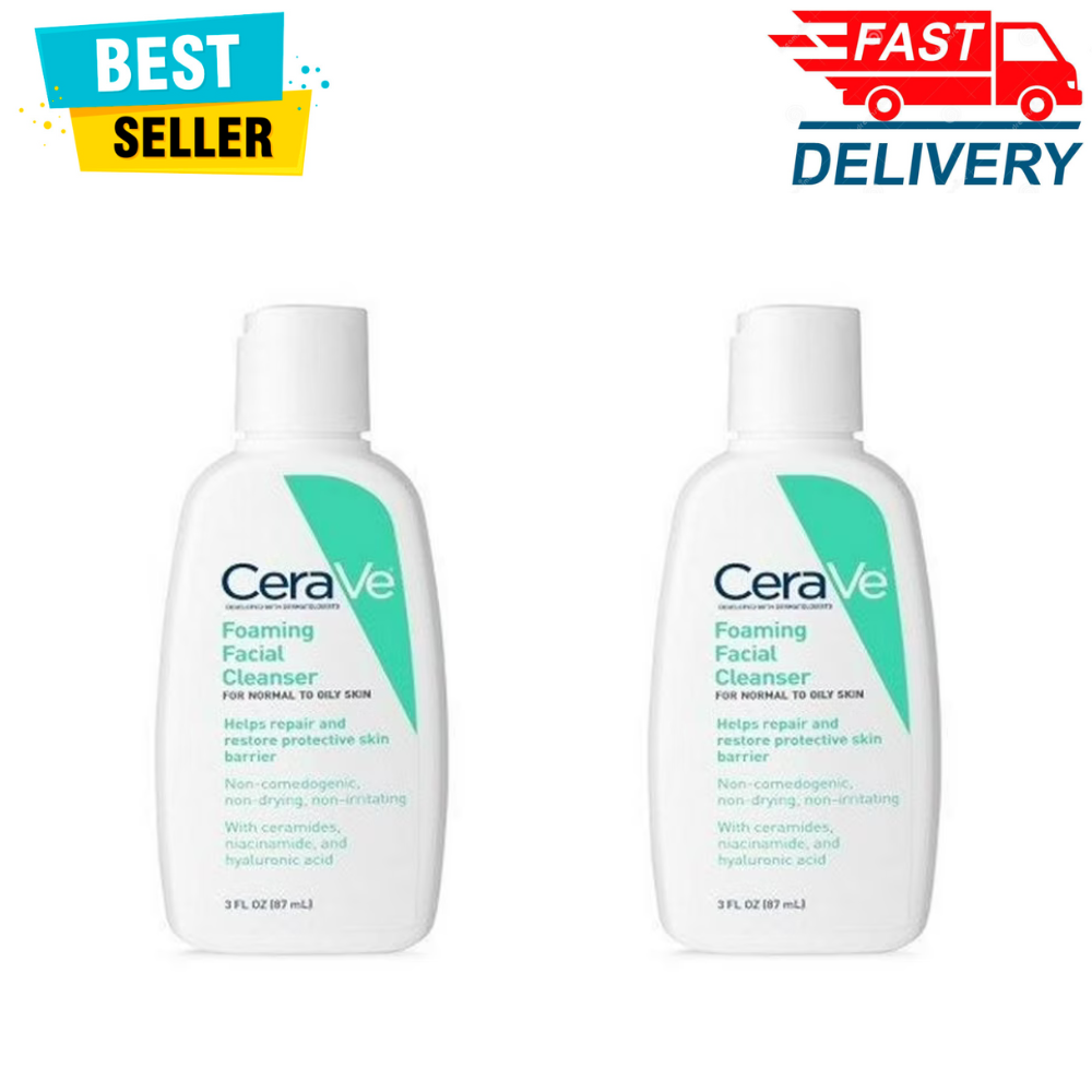 CeraVe Foaming Facial Cleanser Travel Size 6 oz for Oily Skin Face & Body Wash