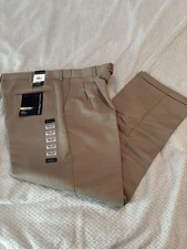Perry Ellis Portfolio Folio Flex Men's 36×30 Khaki Pleated Pants NWT