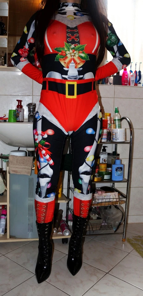 Catsuit Weihnacht XMAS Fee Elf Cosplay 3D Druck Gr. XL bunt - Bild 3 von 4