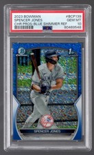 SPENCER JONES | 2023 Bowman Chrome BLUE SHIMMER REFRACTOR - PSA 10 1st Year RC