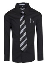 Boys Black Long Sleeve Dress Shirt