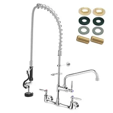 Commercial Faucet with Pre-Rinse 35IN Height Faucet with 12" Spout and 40" Hose