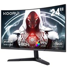 KOORUI 24-inch Curved Gaming Monitor --180Hz, FHD 1080p, VA 1ms, 1500R