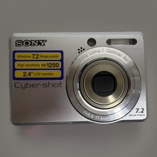 Sony CyberShot DSC-S730 Camera - 7.2MP Silver-8GB Mem Card-WORKING-No Charger