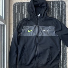Nike Air Boys Hooded Full Zip Track Jacket w/ Pockets Black Grey XL 158-170