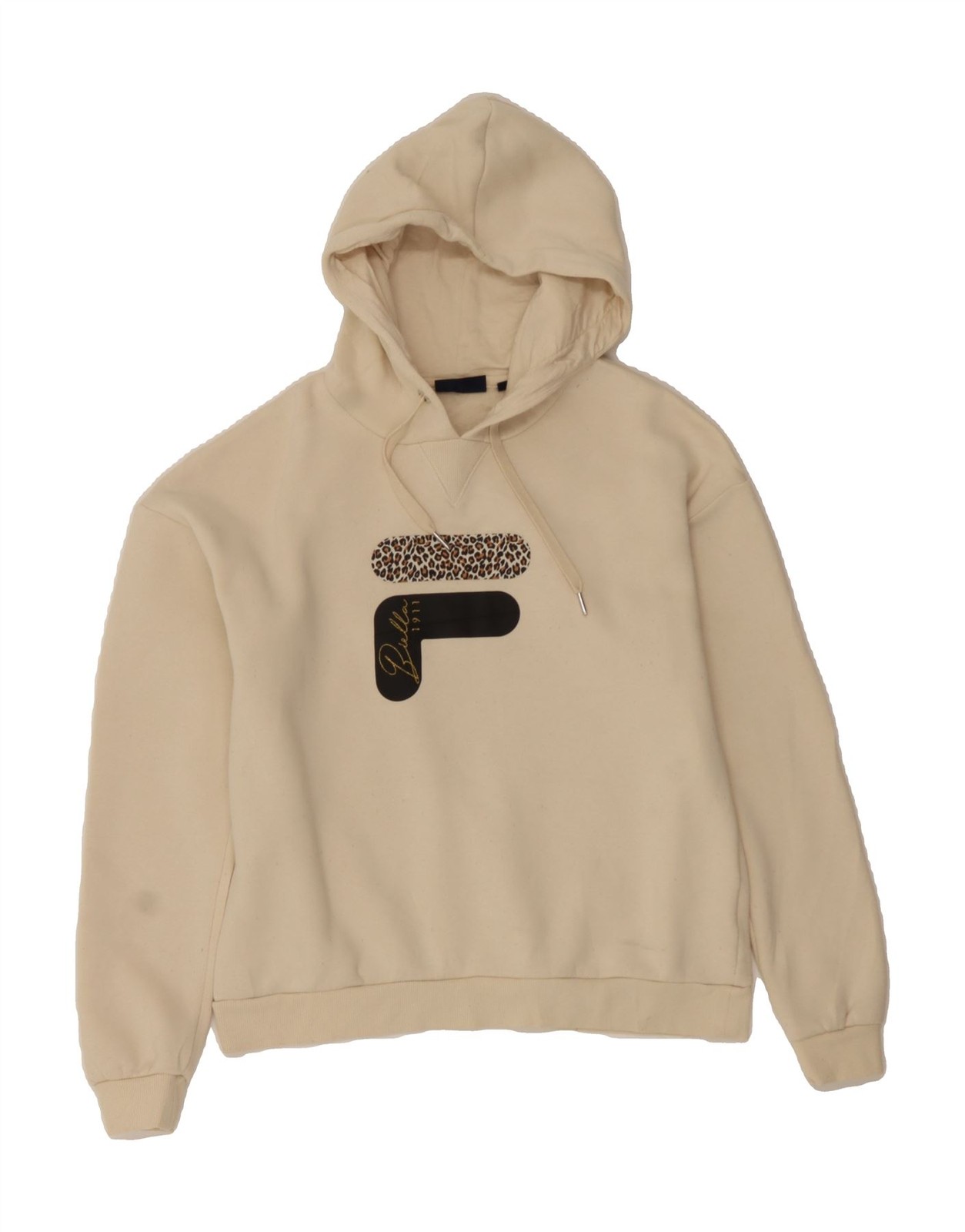 FILA maglione donna grafico con cappuccio UK 10 piccolo bianco sporco poliestere CR03