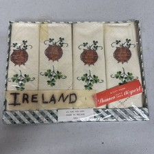 Lot of 4 Vintage Cream Color Irish Linen Handkerchiefs Made In Ireland 11 by 11