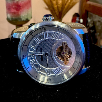 Constantin Weisz Automatic Silver Roman Numeral Dress Watch Black Leather