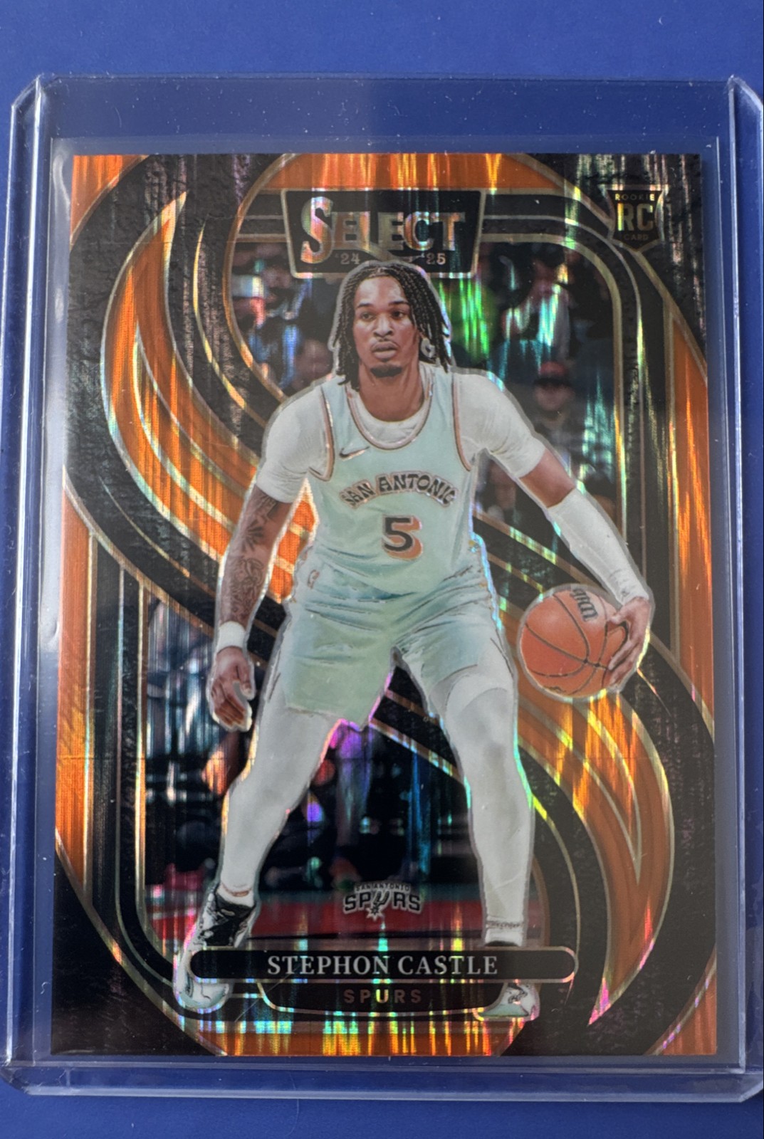 2024-25 Panini Select - Premier Level Stephon Castle #175 Orange Flash Prizm RC