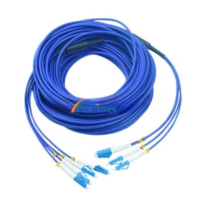 90M Indoor Armored Cable Single-Mode LC-LC 4 Strand 9/125 Fiber Optic Patch Cord