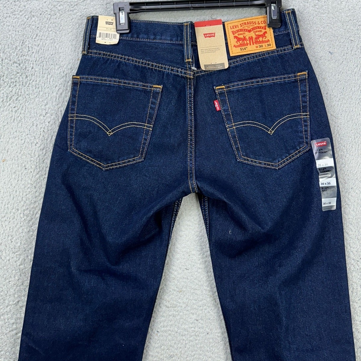 Levis 514 Mens Straight Fit Jeans 30X30 Blue 5 Pockets Red Tab