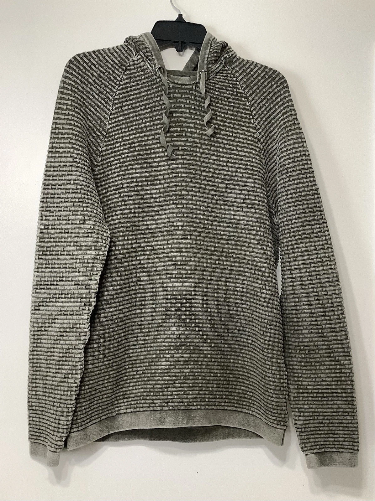 Carbon 2 Cobalt Hoodie Sweatshirt Mens M Green Basket Weave Outdoors Textured