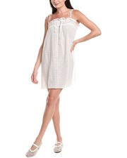 Ganni Embroidered Mini Dress Women's White 40