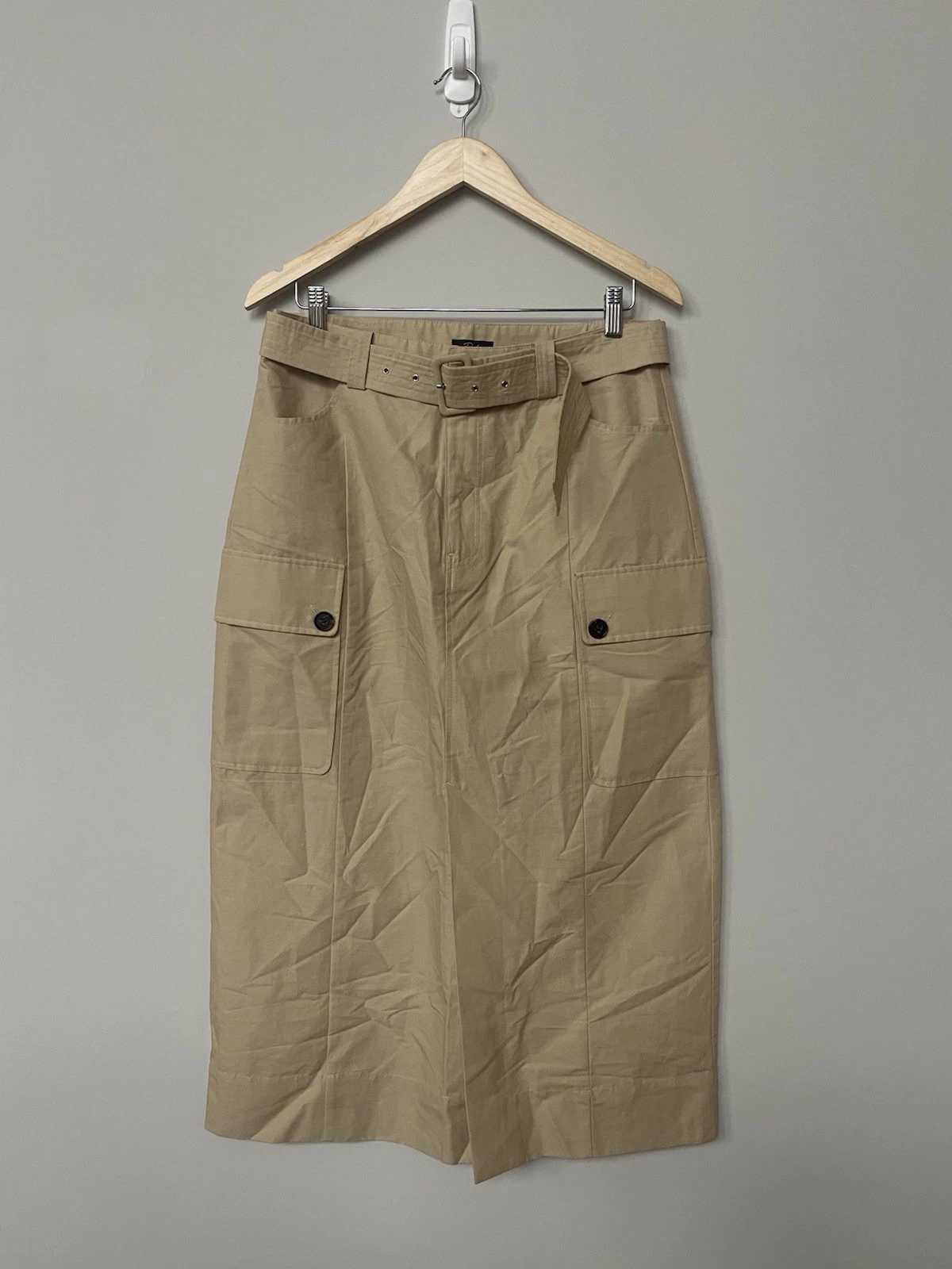 Rails | Cyrus Khaki Cargo Belted Midi Skirt Cotton Linen
