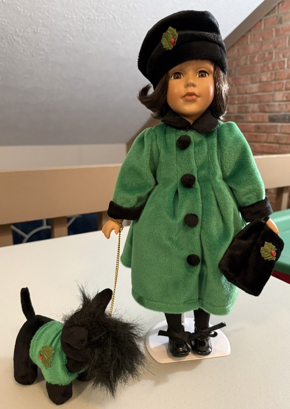 Avon 2000 Special Memories Porcelain Collectible Doll w/Scottie Dog on Leash