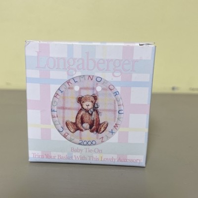 Longaberger Porcelain Baby TIE-ON 2000 Bear Alphabet Basket Tie On New Baby