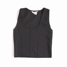 Happily Grey Black Ribbed Corset Crop Top - Size Medium