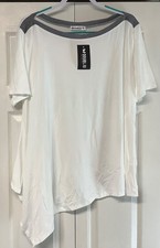 Womens Doublju Asymmetric Hem Top White w/Gra...