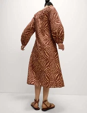 Marks & Spencer Womens Brown Cotton Midi Midaxi Women Dress - M&S