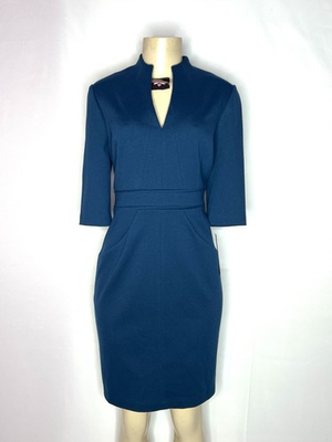 #ad #ad ADRIANNA PAPELL TEAL SHORT SLEEVE PONTE KNIT SHEATH DRESS 12P $34.99