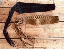 2 Vintage 1960  s Suede Tie Belts With Fringe- Boho, Hippie 