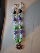 Bubble gum necklace Halloween colors, little witch pendant