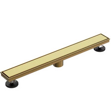24 In. Linear Shower Drain Stainless Steel with Adjustable Feet in Brushed Gold