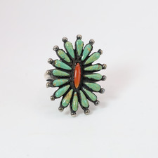 925 Sterling Silber Türkis Koralle Cluster R...