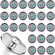 Janinka 24 Pcs Faux Turquoise Round Conchos Sunflower Decorative Buckle... 